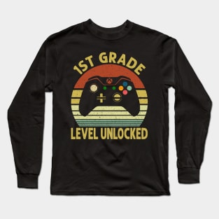 1st Grade Level Unlocked First Day of School Video Gamer Long Sleeve T-Shirt